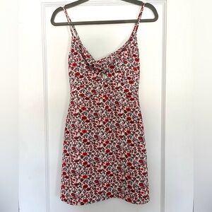 A&F Cut out floral mini dress XS TALL , twist front